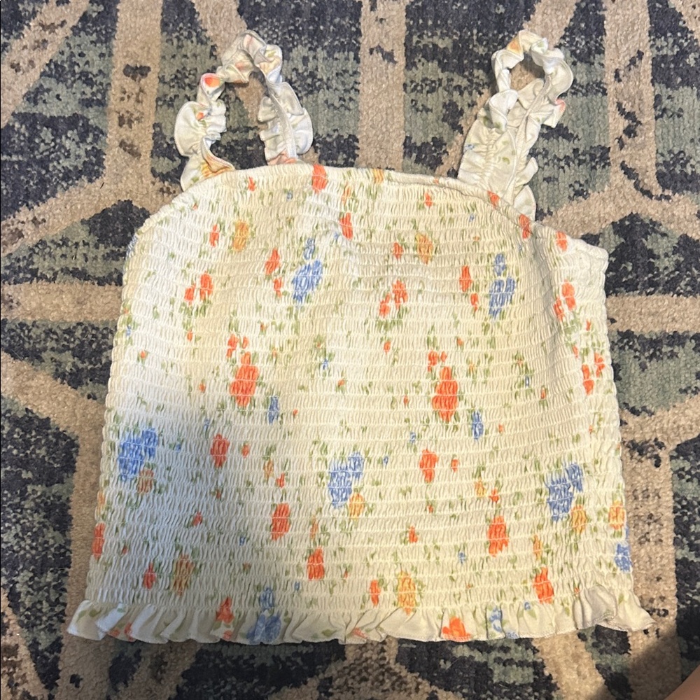 SO Floral Smocked Top with Ruffle Straps